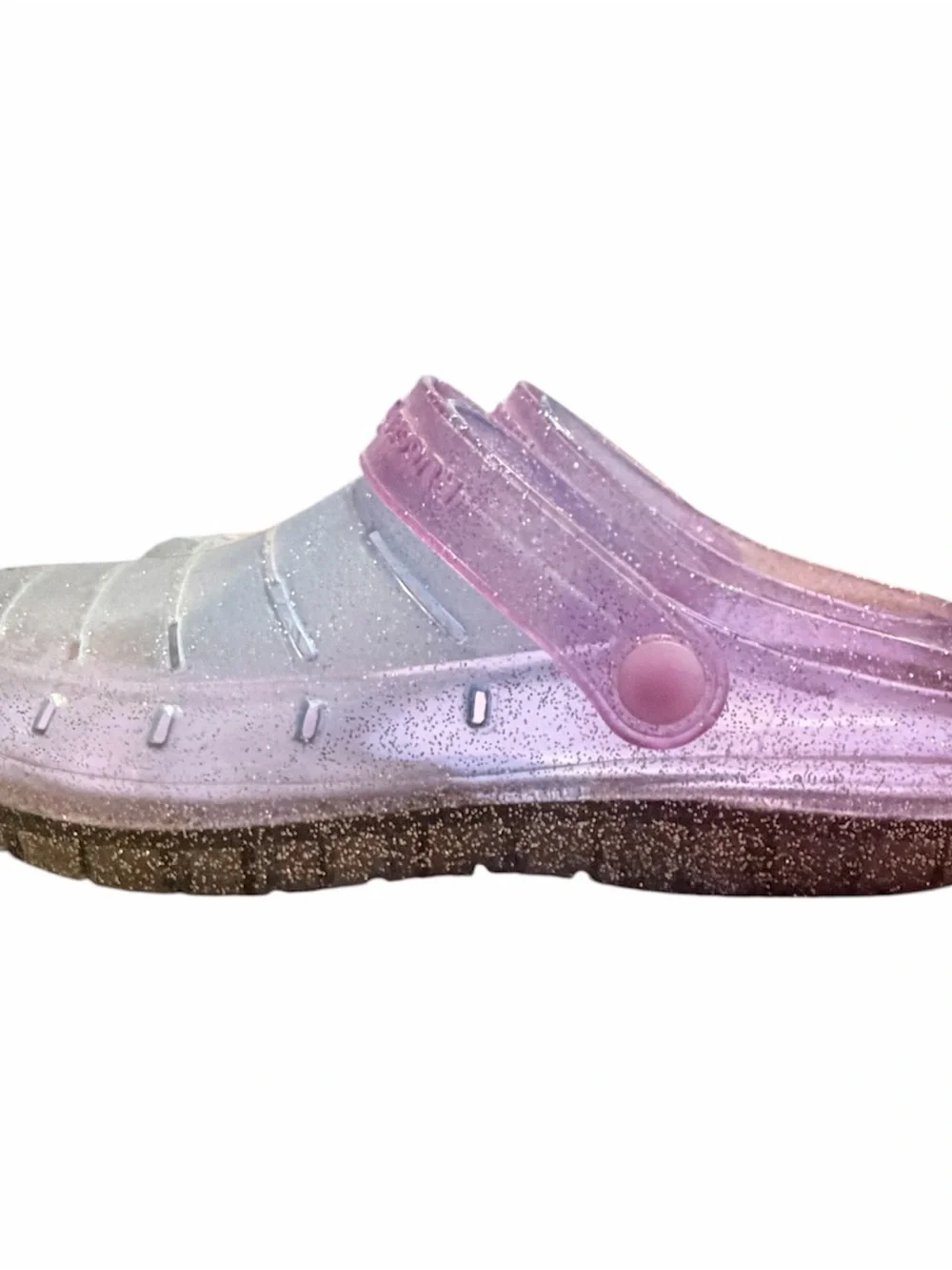 Glitter Translucent Jelly Clog Sandals - Purple to Blue Ombre Girls size 3 - Picture 5 of 8